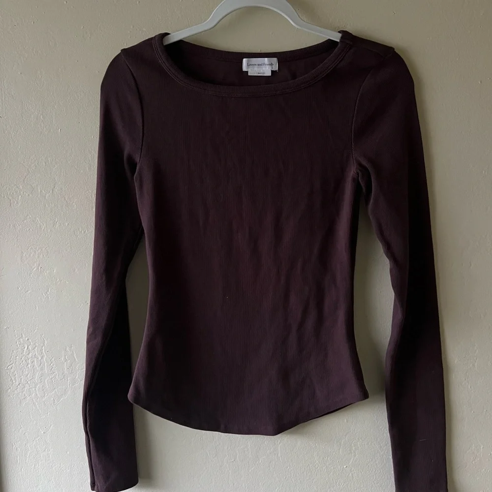 Lovers + Friends‎ Chocolate Fitted Long Sleeve Top size small